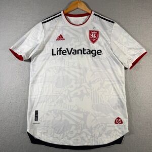 Adidas Real Salt Lake Soccer Jersey White Red Aeroready Mens Size Large
